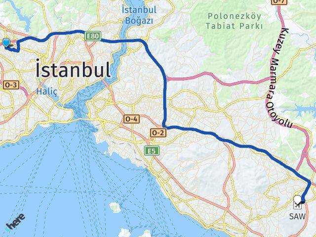 Karadeniz Sabiha Gökçen Havalimanı Arası Kaç Km - Yol Tarifi