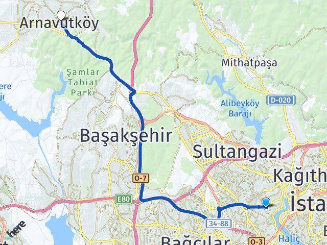 Karlıtepe Arnavutköy Arası Kaç Km - Yol Tarifi
