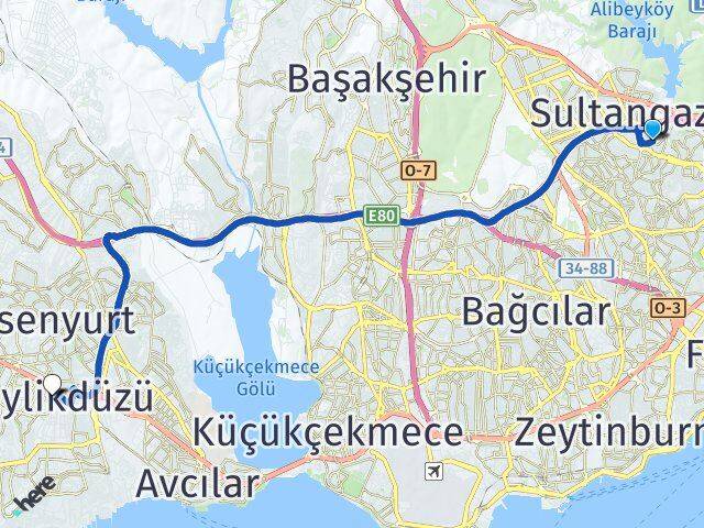 Mevlana Beylikdüzü Arası Kaç Km - Yol Tarifi