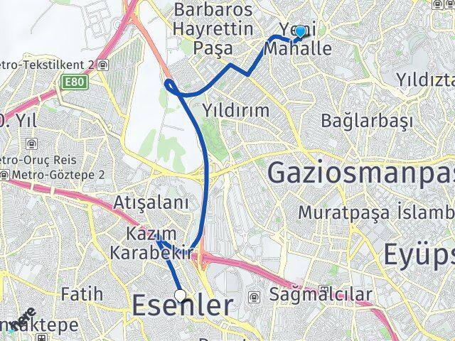 Yeni Mahalle Esenler Arası Kaç Km - Yol Tarifi