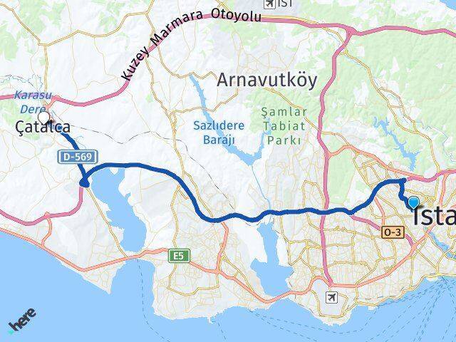 Yenidoğan Çatalca Arası Kaç Km - Yol Tarifi