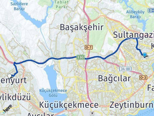Yenidoğan Esenyurt Arası Kaç Km - Yol Tarifi