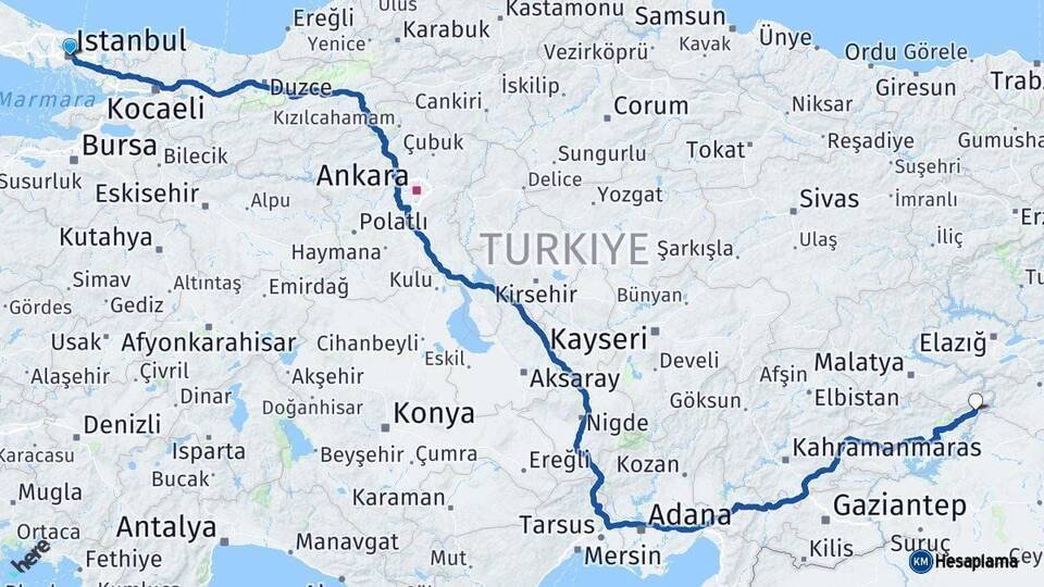 İstanbul Gerger Arası Kaç Km - Yol Tarifi