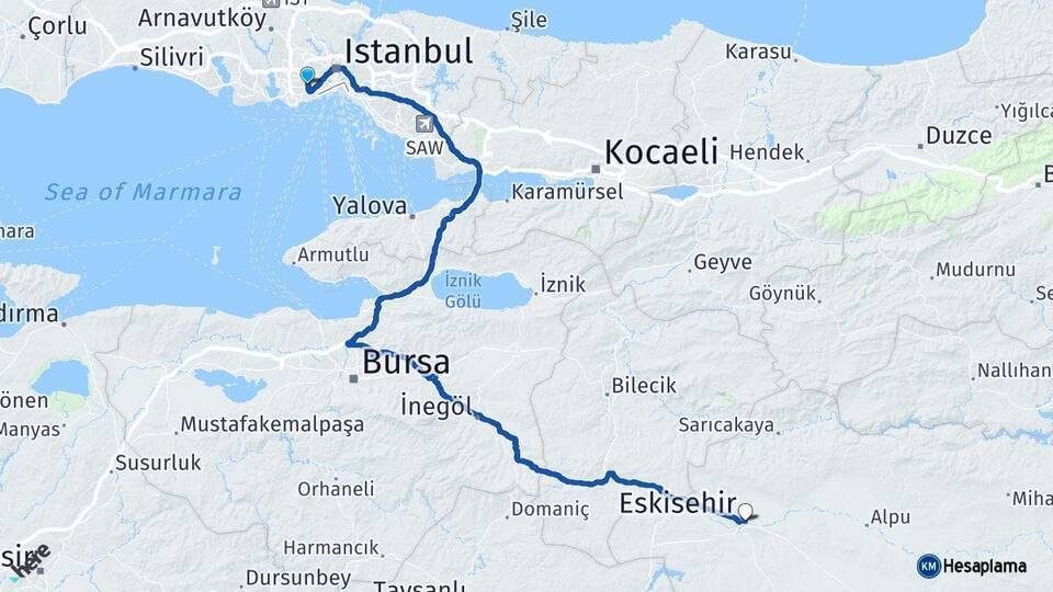 Güngören Eskişehir Arası Kaç Km - Yol Tarifi