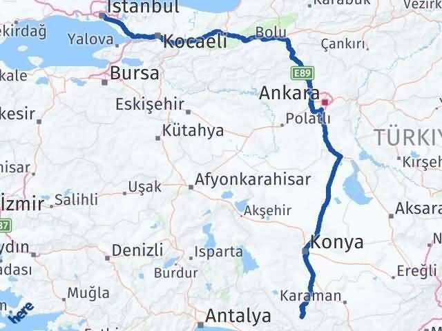 İstanbul Hadim Konya Arası Kaç Km - Yol Haritası