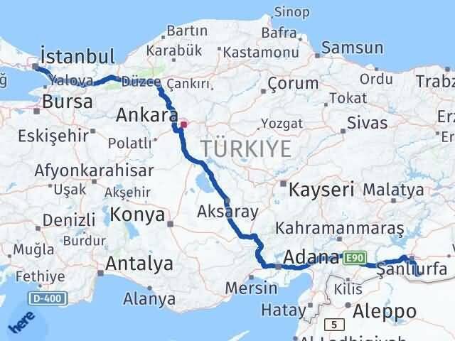 İstanbul Harran Şanlıurfa Arası Kaç Km - Yol Haritası