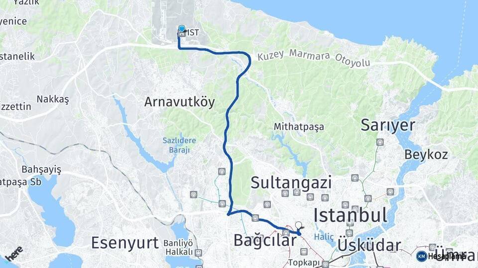 İstanbul Havalimanı Bayrampaşa Arası Kaç Km - Yol Tarifi