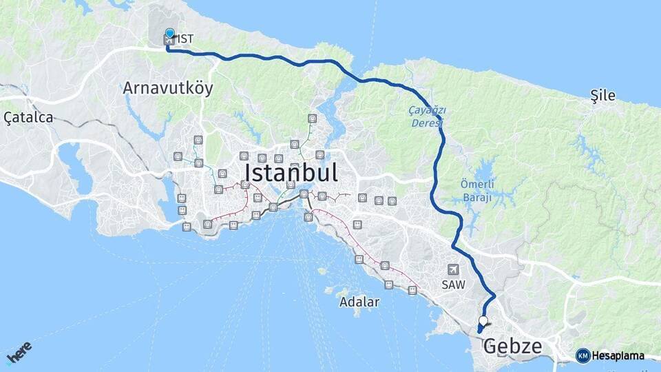 İstanbul Havalimanı Çayırova Arası Kaç Km - Yol Tarifi