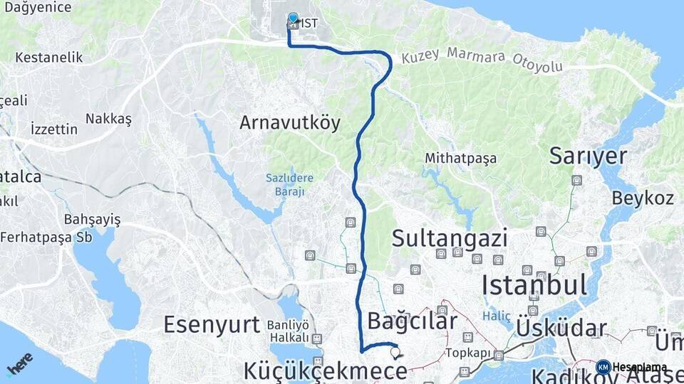 İstanbul Havalimanı Şirinevler Arası Kaç Km - Yol Tarifi