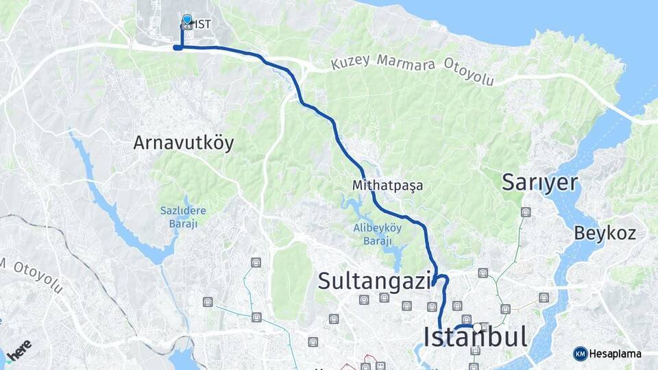 İstanbul Havalimanı Şişli Arası Kaç Km - Yol Tarifi