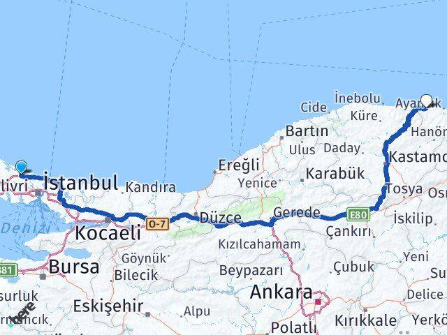 İstanbul Havalimanı Türkeli Arası Kaç Km - Yol Tarifi