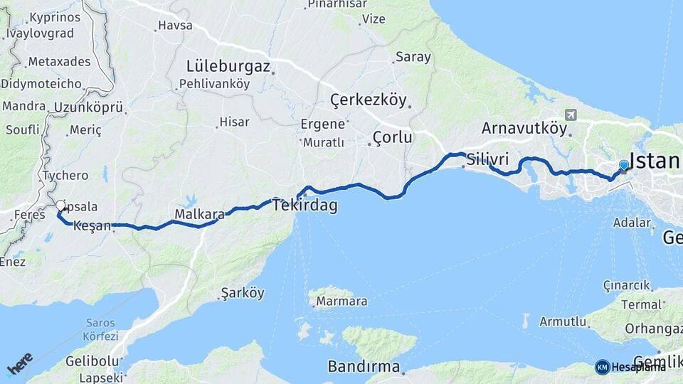 İstanbul İpsala Arası Kaç Km - Yol Tarifi