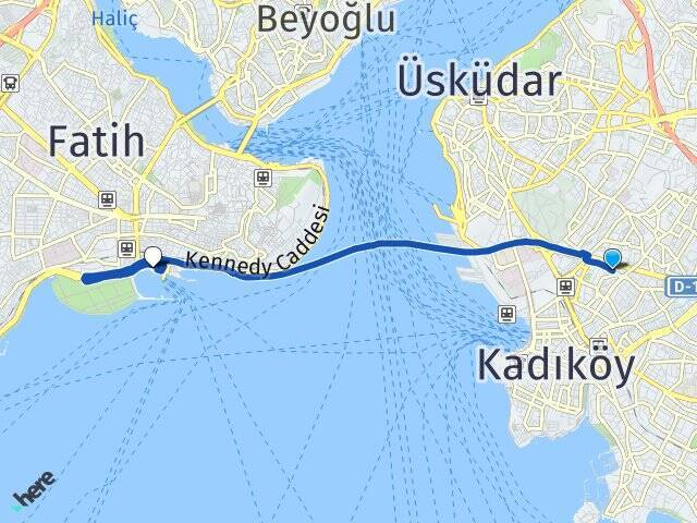 Acıbadem Yenikapı İdo Feribot Terminali Arası Kaç Km - Yol Tarifi