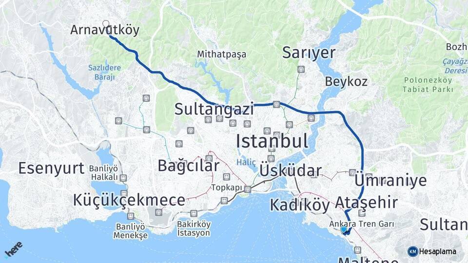 Bostancı Arnavutköy Arası Kaç Km - Yol Tarifi