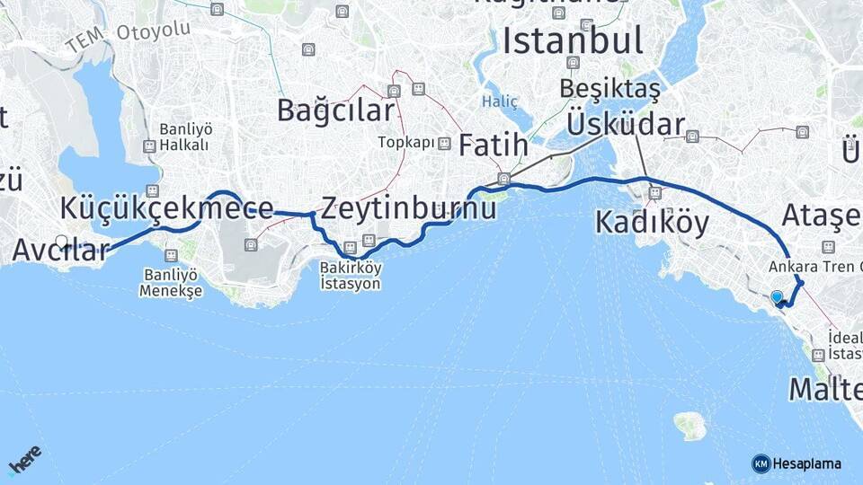 Bostancı Avcılar Arası Kaç Km - Yol Tarifi