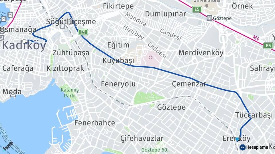 İstanbul Kadıköy Erenköy Kadıköy Arası Kaç Km - Yol Haritası