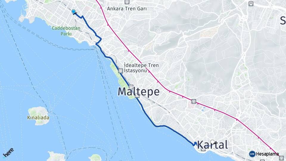 İstanbul Kadıköy Erenköy Kartal Arası Kaç Km - Yol Haritası