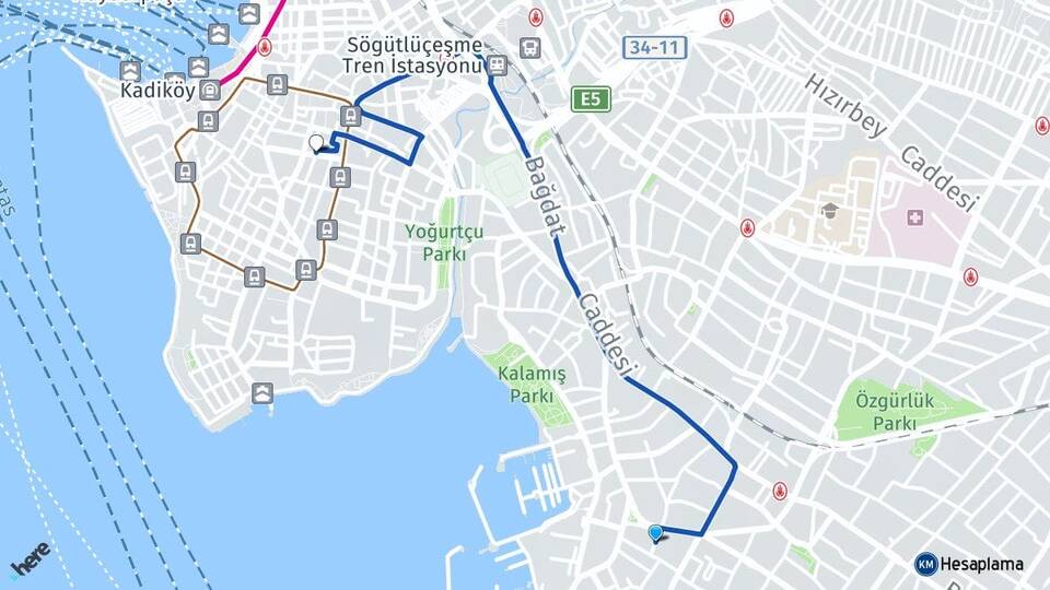 İstanbul Kadıköy Fenerbahçe Kadıköy Arası Kaç Km - Yol Haritası
