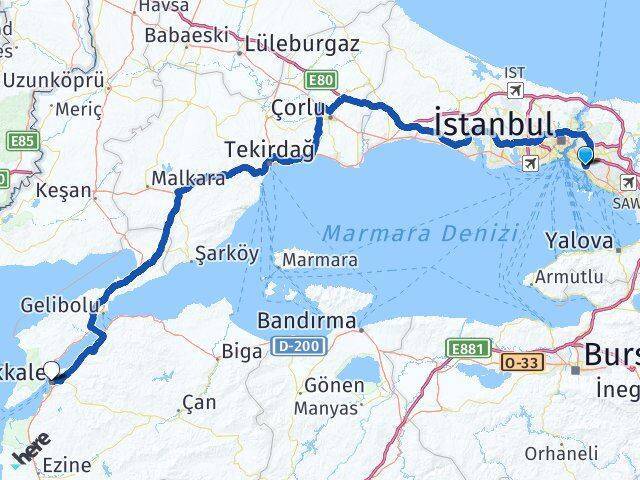 Kozyatağı Çanakkale Arası Kaç Km - Yol Tarifi