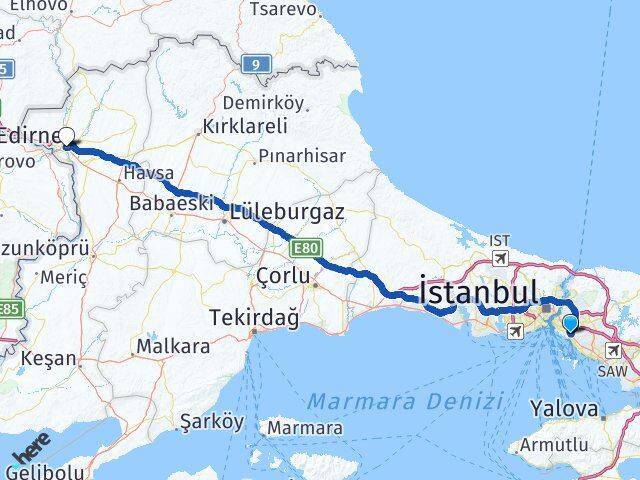Kozyatağı Edirne Arası Kaç Km - Yol Tarifi