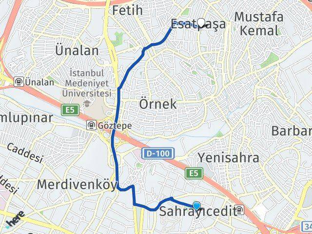 Sahrayıcedit Esatpaşa Arası Kaç Km - Yol Tarifi