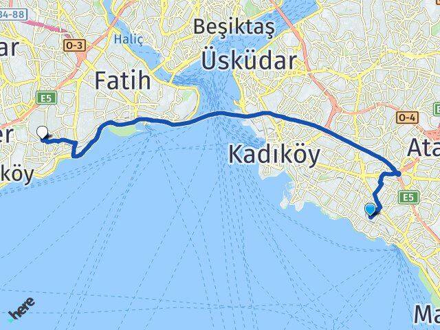 İstanbul Kadıköy Suadiye Zeytinburnu Arası Kaç Km - Yol Haritası