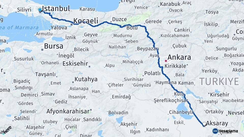 İstanbul Kağıthane Aksaray Arası Kaç Km - Yol Haritası