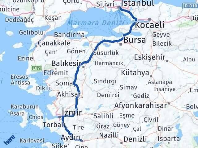 İstanbul Kağıthane Aydın Arası Kaç Km - Yol Haritası