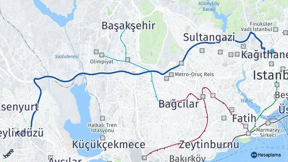 Çağlayan Beylikdüzü Arası Kaç Km - Yol Tarifi