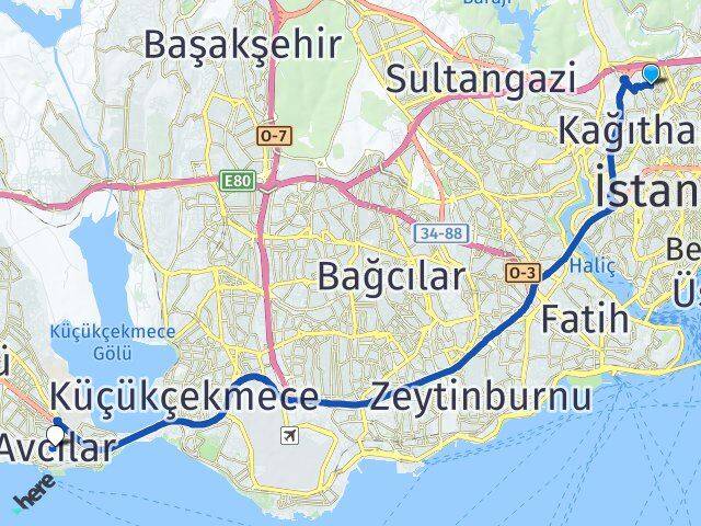 Hamidiye Avcılar Arası Kaç Km - Yol Tarifi