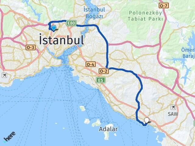 Nurtepe Pendik İDO Terminali Arası Kaç Km - Yol Tarifi