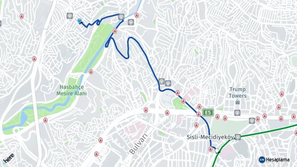 İstanbul Kağıthane Nurtepe Şişli Arası Kaç Km - Yol Haritası