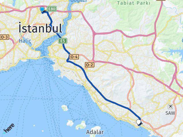 İstanbul Kağıthane Şirintepe Pendik Arası Kaç Km - Yol Haritası