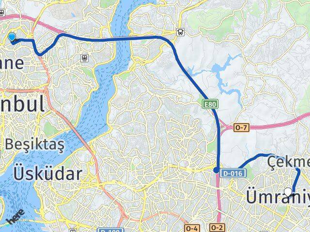 İstanbul Kağıthane Şirintepe Ümraniye Arası Kaç Km - Yol Haritası
