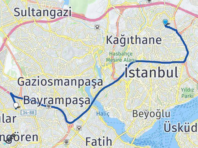 Sultan Selim Esenler Arası Kaç Km - Yol Tarifi