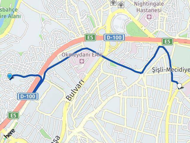İstanbul Kağıthane Talatpaşa Şişli Arası Kaç Km - Yol Haritası