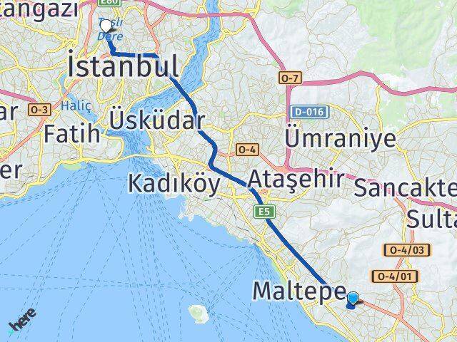 Cevizli Kağıthane Arası Kaç Km - Yol Tarifi