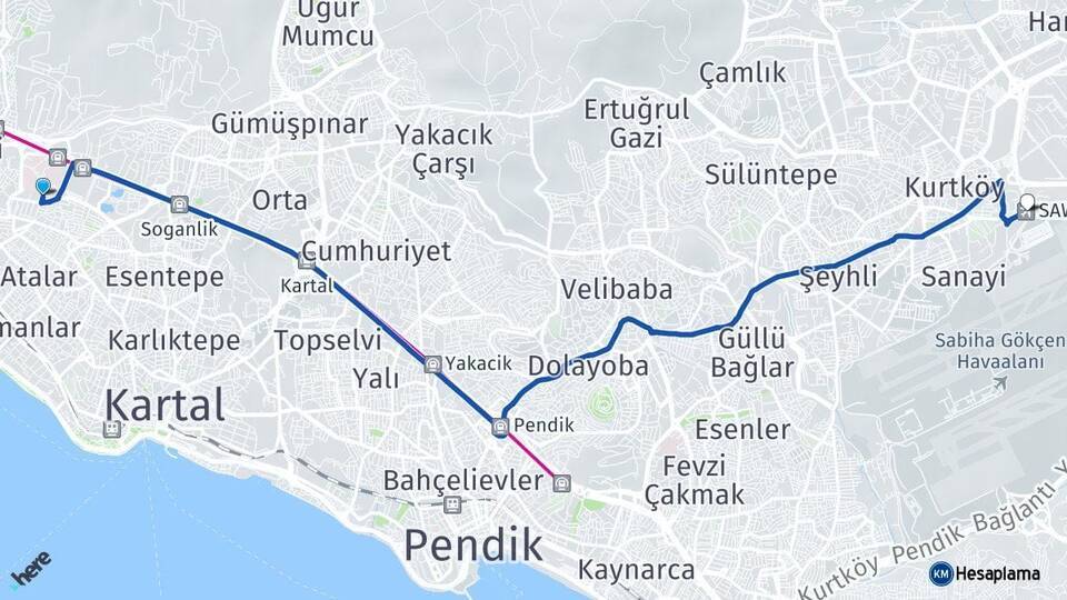 Cevizli Sabiha Gökçen Havalimanı Arası Kaç Km - Yol Tarifi