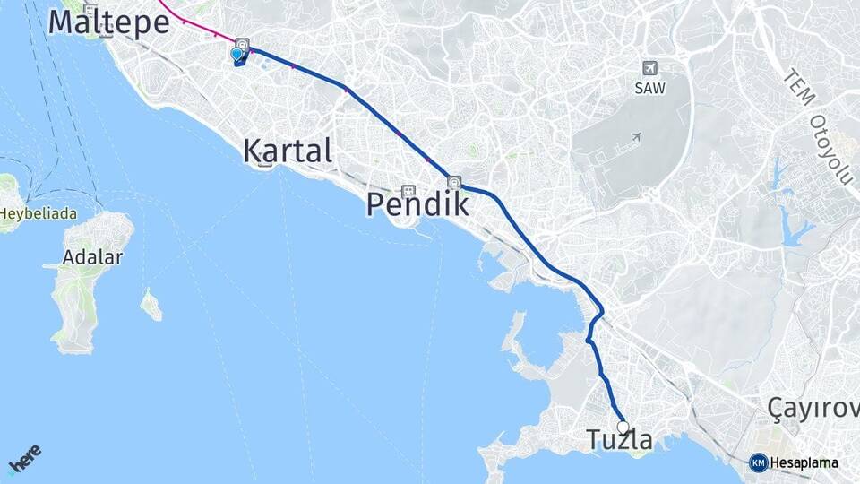 Cevizli Tuzla Arası Kaç Km - Yol Tarifi