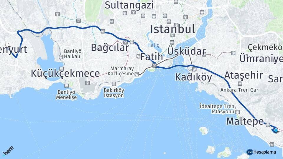 Esentepe Esenyurt Arası Kaç Km - Yol Tarifi
