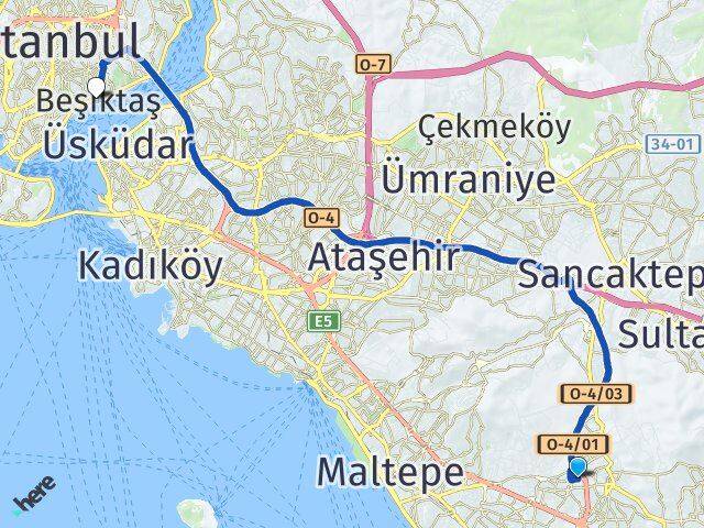 Gümüşpınar Beşiktaş Arası Kaç Km - Yol Tarifi