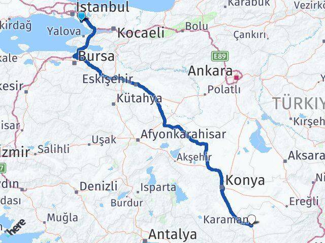 Gümüşpınar Karaman Arası Kaç Km - Yol Tarifi
