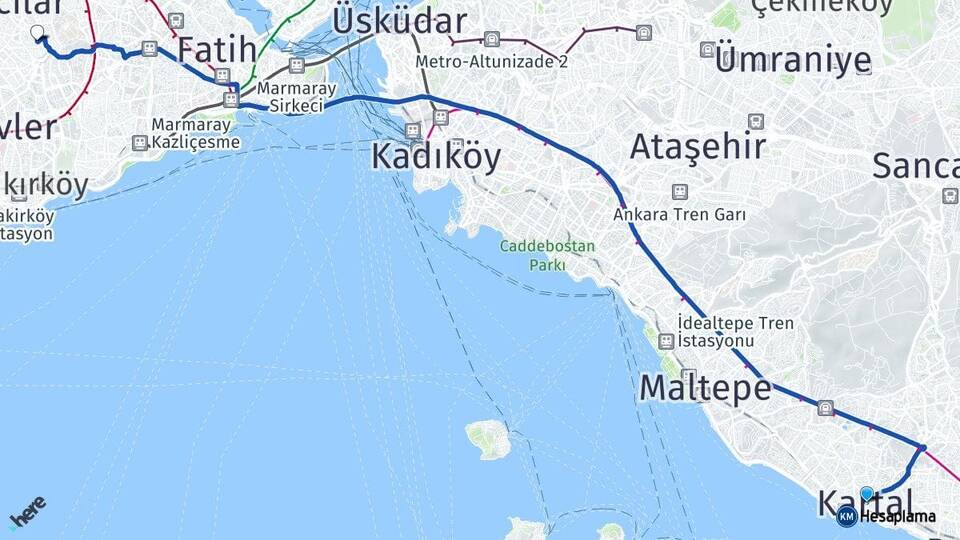 İstanbul Kartal Güngören Arası Kaç Km - Yol Haritası