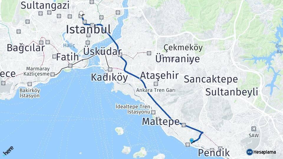 İstanbul Kartal Kağıthane Arası Kaç Km - Yol Haritası