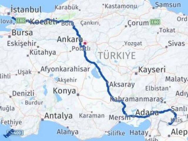 İstanbul Kartal Kilis Arası Kaç Km - Yol Haritası