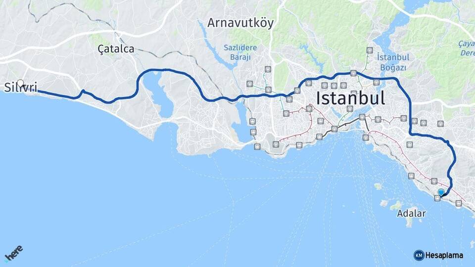 İstanbul Kartal Silivri Arası Kaç Km - Yol Haritası