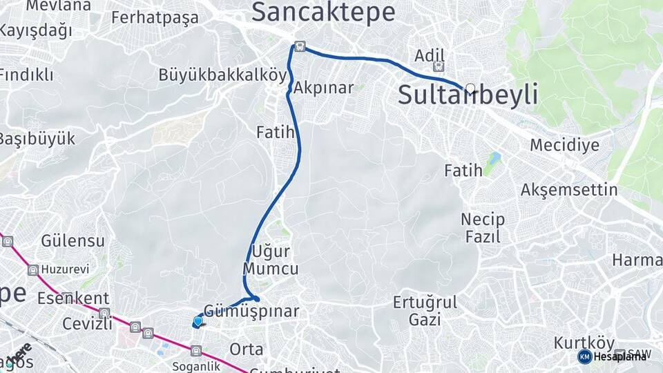 Soğanlık Yeni Sultanbeyli Arası Kaç Km - Yol Tarifi