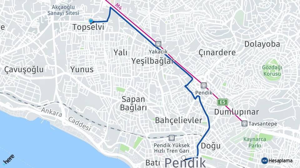Topselvi Pendik Arası Kaç Km - Yol Tarifi