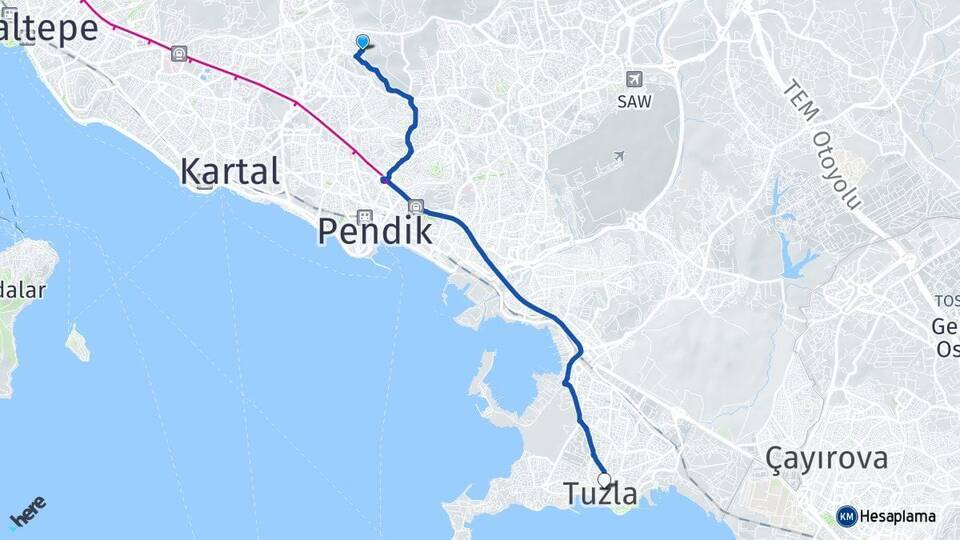 Yakacık Çarşı Tuzla Arası Kaç Km - Yol Tarifi