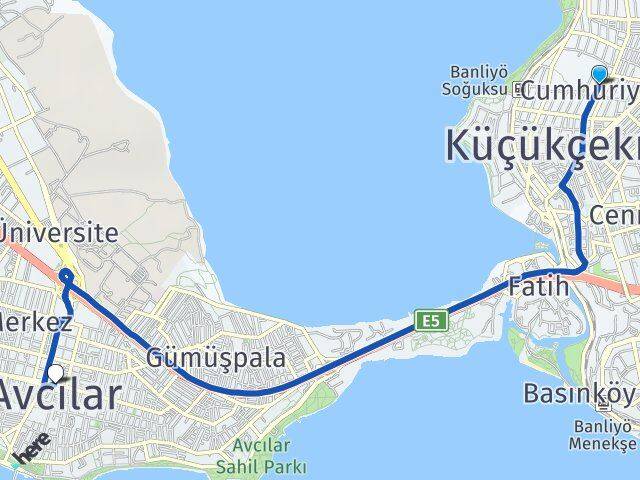 Cumhuriyet Avcılar Arası Kaç Km - Yol Tarifi